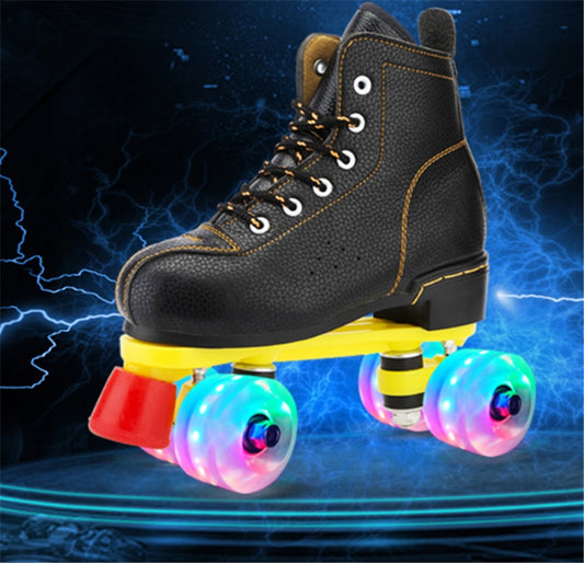 Double Row Skating Four 4 Rollers Professional Night Flash