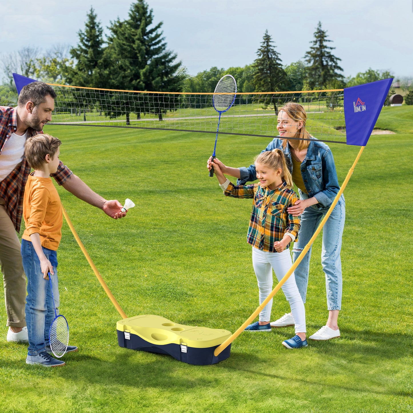 2.8m Portable Folding Badminton Net Set With 4 Badminton Rackets And 2 Nylon Shuttlecocks, For Adults Kids Indoor Outdoor Exercise Training